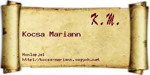 Kocsa Mariann névjegykártya