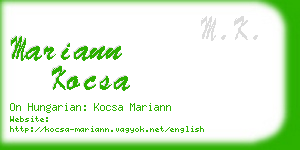 mariann kocsa business card